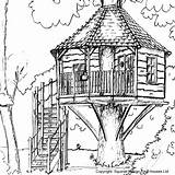 Tree House Drawing Treehouse Sketch Coloring Pages Living Adult Landscape Choose Board sketch template