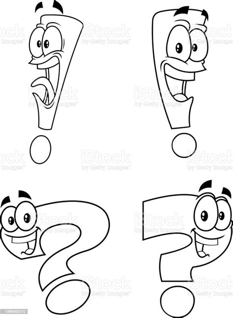 outlined funny question mark cartoon characters vector collection set