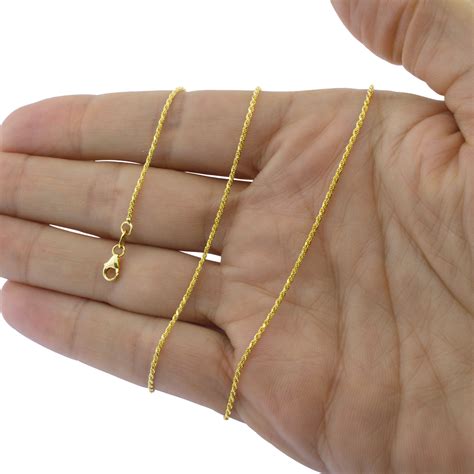 yellow gold mm mm diamond cut solid rope chain pendant necklace