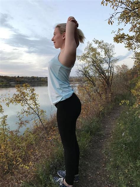showing off her booty by the river yoga pants girls in yoga pants big booty
