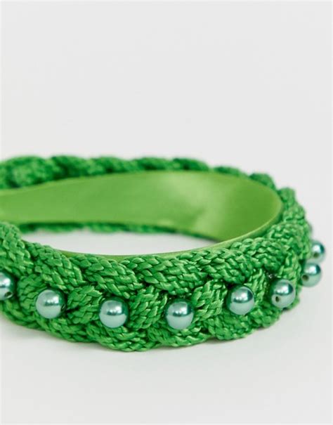 asos design haarband mit geflochtenem design und perlenverzierung asos asos green fashion