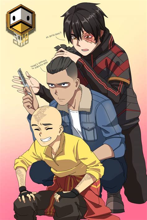 aang sokka and zuko modern edition by ducklordethan on