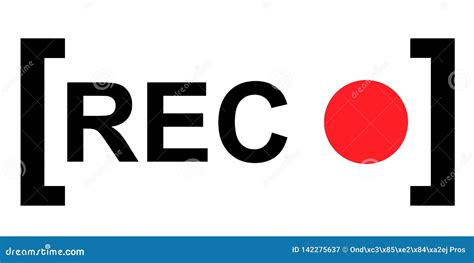 recording sign red panel rec vector symbol isolated  white