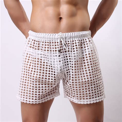 aiiou sexy men boxer shorts underwear gay hollow out hole mens slim