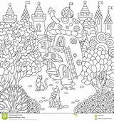 Zentangle Fairytale Town Dxf sketch template