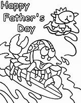 Coloring Fathers Pages Happy Printable Father Kids Surfing Crab Fish Beach Fun Print Funny Cards Dad Colorear Para Crayola Card sketch template