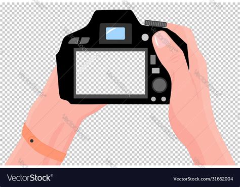 digital photo camera  hands  person view vector image