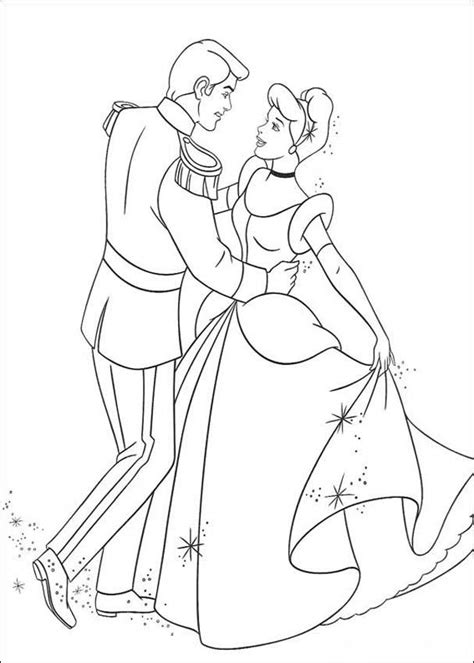 Cinderella Is Dancing With The Prince Coloring Pages