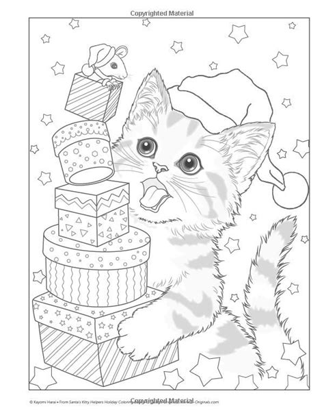 santas kitty helpers holiday coloring book design originals  cute