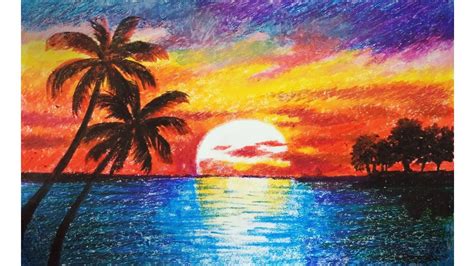 landscape drawing  beginners  oil pastels scenery drawing