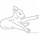 Lamb Coloring Sleeping Pages Grass Sitting Coloringpages101 Kids sketch template