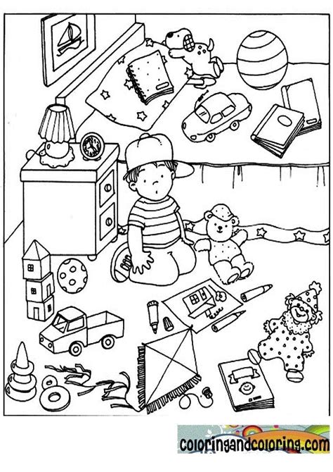 messy kids room drawing bedroom coloring pages page sketch coloring page