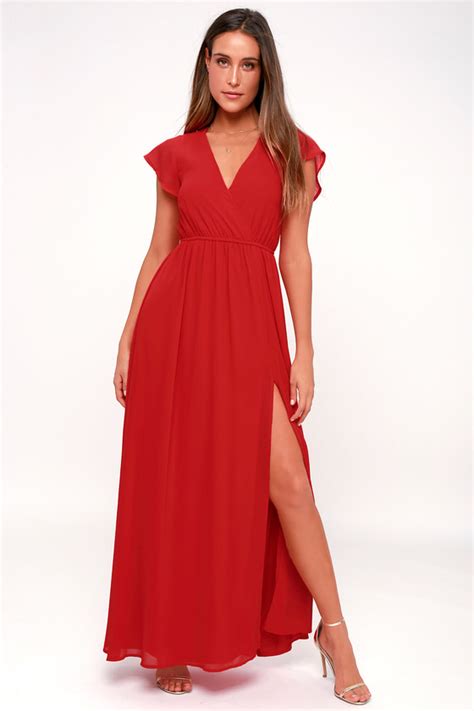 Elegant Red Maxi Dress Short Sleeve Maxi Dress Lulus