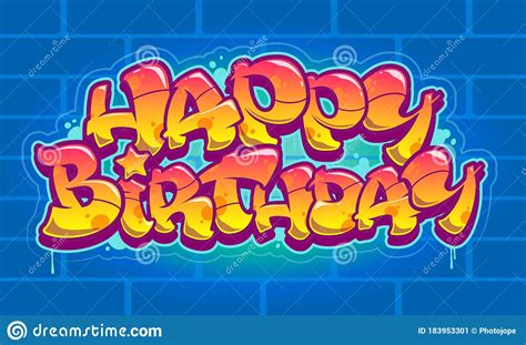 happy birthday graffiti congratulation card stock vector illustration
