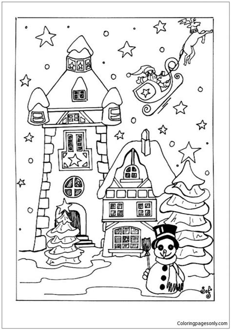 snow covered house coloring page  printable coloring pages