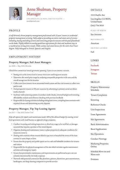 property manager resume writing guide  templates
