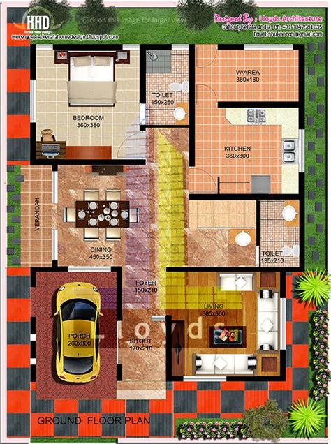 sqfeet villa floor plan  elevation house design plans