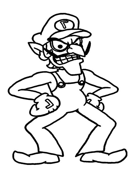 waluigi  wario coloring pages  printable coloring pages