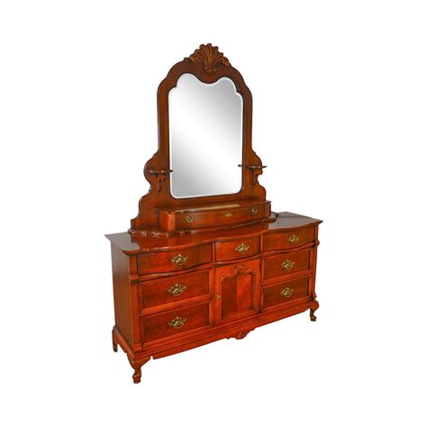 lexington cherry victorian style long dresser w mirror chairish
