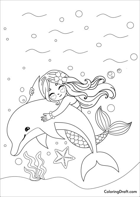 mermaid  dolphin coloring pages coloringdraftcom