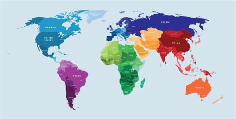 mapa del mundo vectorial colorido completo  todos los nombres de