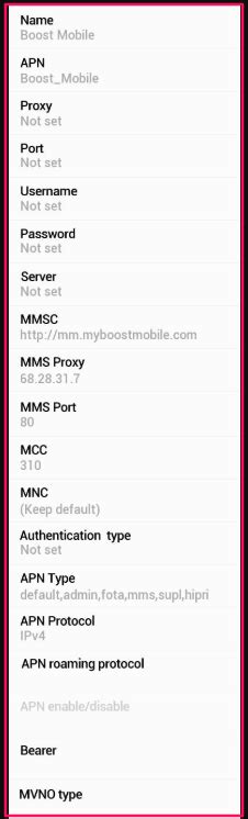 boost mobile apn settings  usa