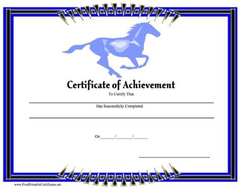 certificate  achievement horse printable certificate horse camp