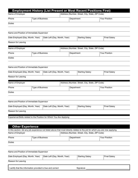 Application For Employment Template In Word And Pdf Formats Page 2 Of 2