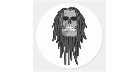 Skull Dreads Classic Round Sticker Uk