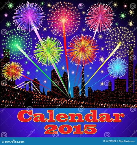 cover  calendar  fireworks night city stock vector illustration  glow night