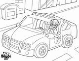 Blippi Coloring Police Car Pages Driving Printable Kids sketch template