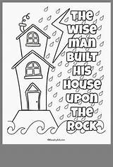 Coloring Rock House Wise Built Pages School Sunday Bible Printable Color Sheets Man Activities Upon Sheet Matthew Jesus Kids Colouring sketch template
