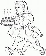 Coloring Pages Cute Girls Little Cake Kids Birthday Boy Baby Printable Library Clipart Colouring Popular Mau Tranh Hai Ch Em sketch template