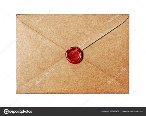 vintage craft envelope  red wax seal stamp  correspondence stock