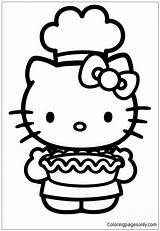 Kitty Hello Thanksgiving Pages Coloring Cooking Color sketch template