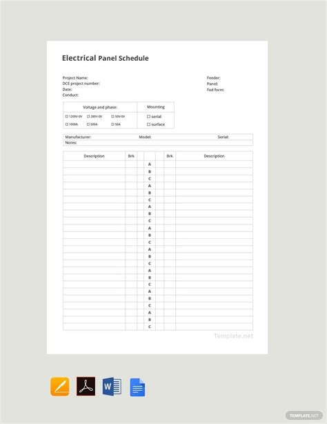 electrical panel schedule template lovely fillab vrogueco