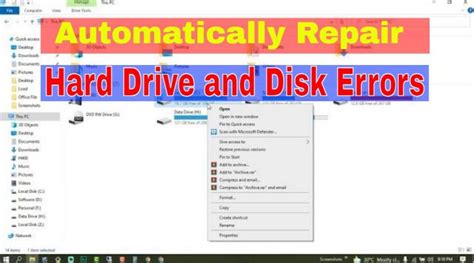 Automatically Repair Hard Drive And Disk Errors In Windows 10 Fix