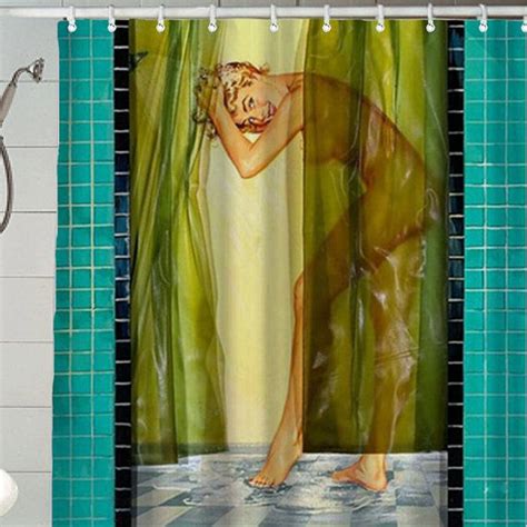 Sexy Retro Vintage Pin Up Girl Shower Curtain Bathroom Home Decoratio