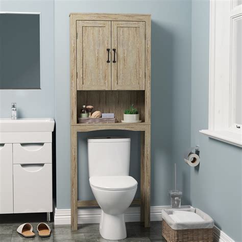 bathroom cabinet wall cabinet   toilet space saver   wood shelves   glass