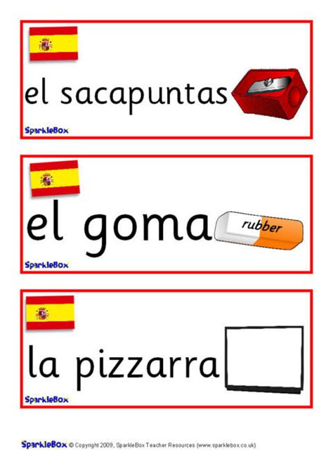 spanish classroom labels