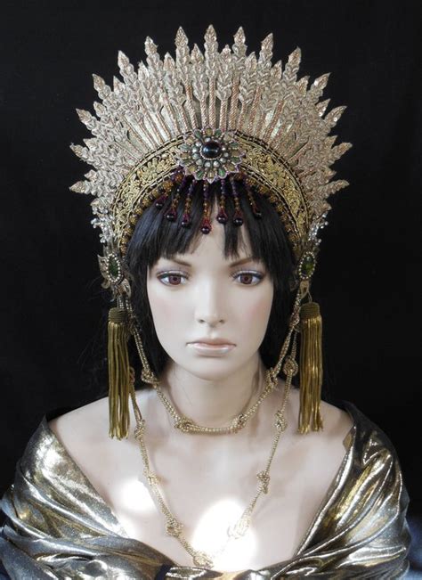 fantasy crown gold golden goddess headpiece headdress medieval etsy