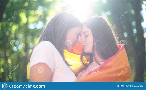 Two Lesbians Lit By Sunlight March Of Equality Legalizing Same Sex
