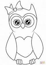 Owl Coloring Cartoon Pages Printable Cute Bow Drawing Kids Cutest Owls Board Bird Birds Animals A4 Animal Girls sketch template