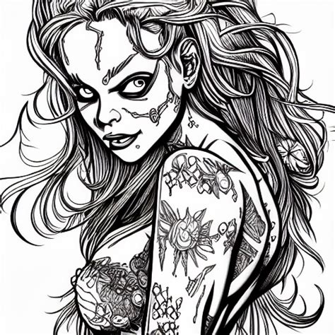 zombie pinup girl coloring book creative fabrica