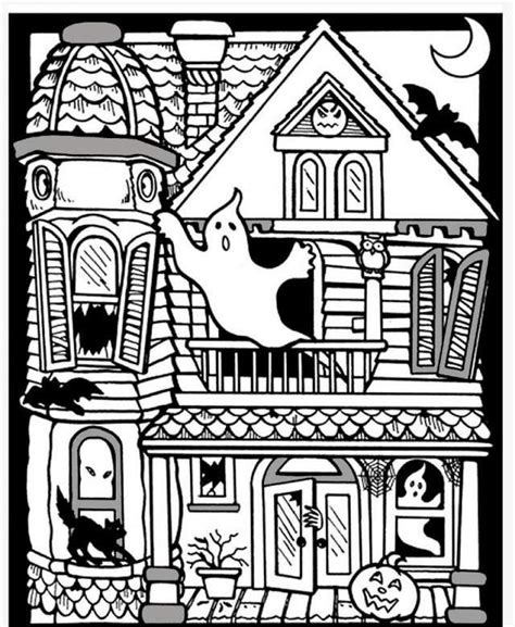 cartoon haunted house coloring page   cartoon haunted
