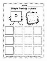 Worksheet Tracing Shapes Coloring Squares Square Learn sketch template