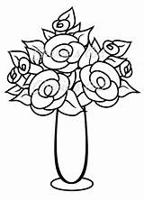 Vase Drawing Flower Flowers Coloring Line Clipart Rose Pages Beautiful Drawings Kids Colour Pot Etsy Printable Digi Stamp Lovely Cartoon sketch template
