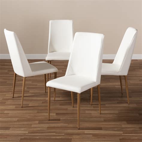 mirabelle white faux leather dining chair set   pier