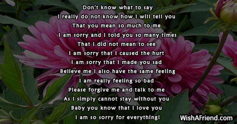 Don T Know What To Say Sorry Poem For Him