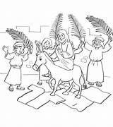 Palm Sunday Coloring Pages Jerusalem Jesus School Kids Donkey Bible Riding Printable Sheet Colouring Into Branches Easter Print Tree Crafts sketch template